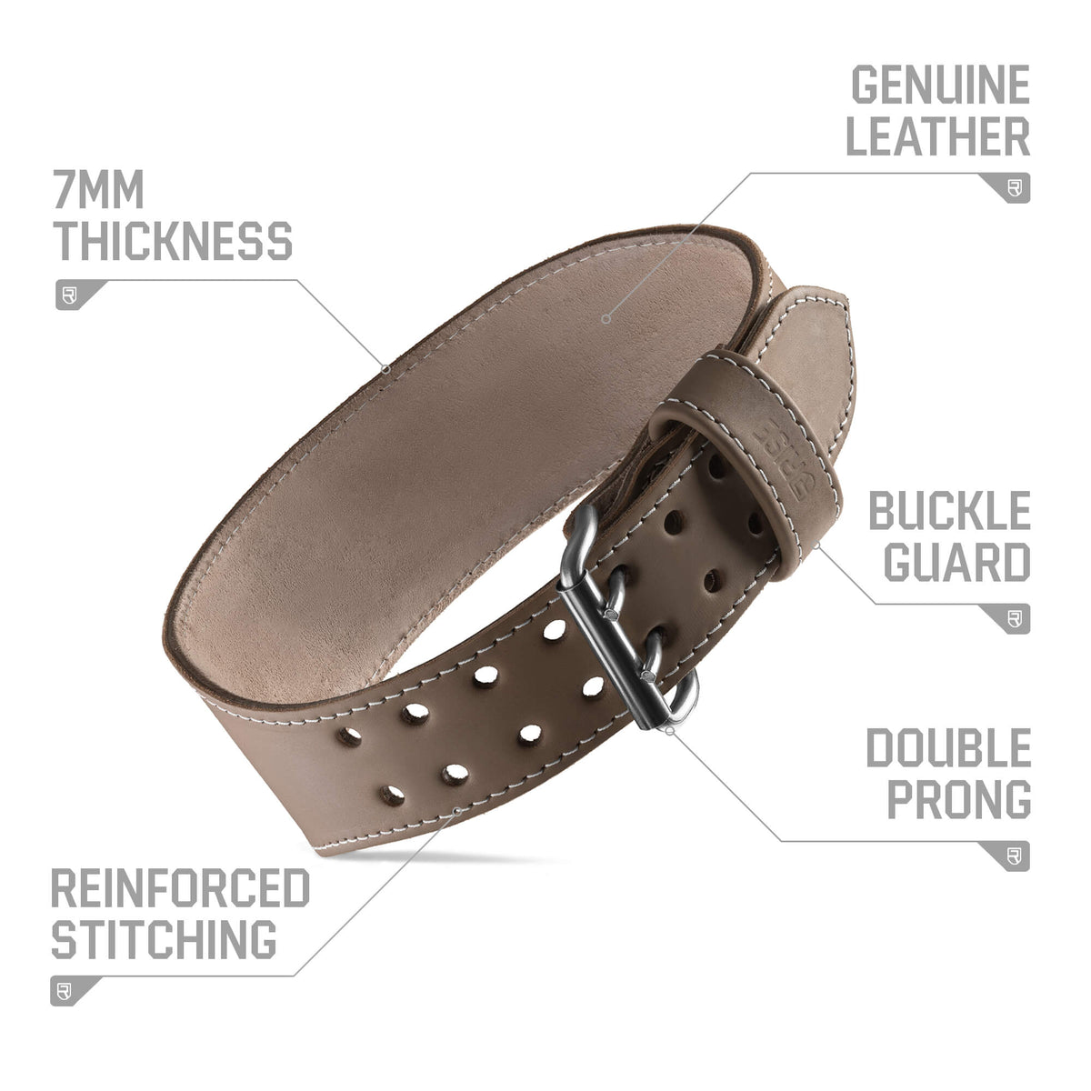 7mm Old School Leather Belt - Khaki