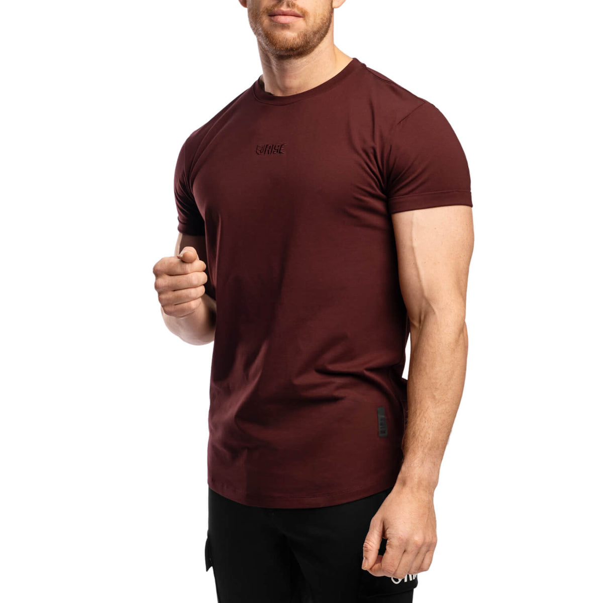 Elite Roll Up Sleeves T-Shirt - Burgundy