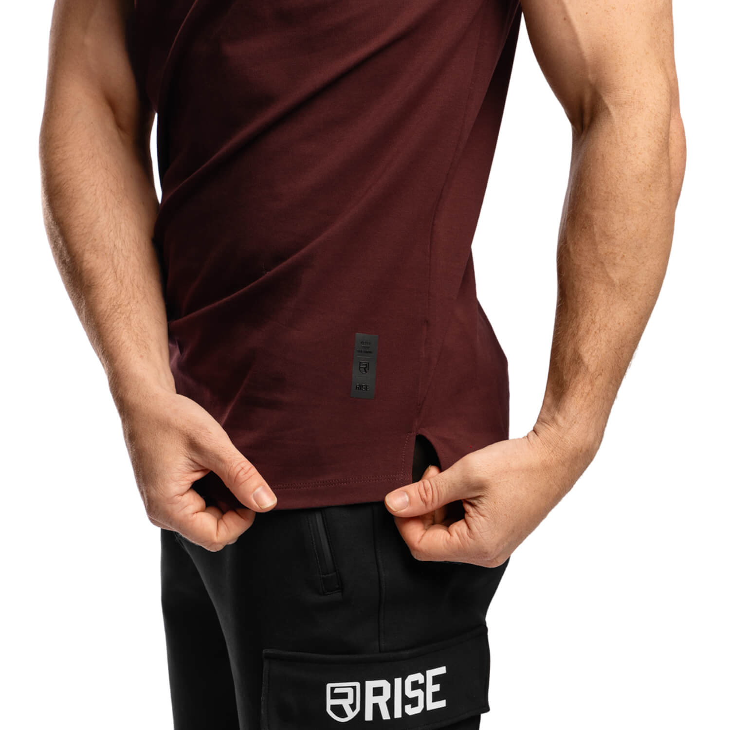 Elite Roll Up Sleeves T-Shirt - Burgundy