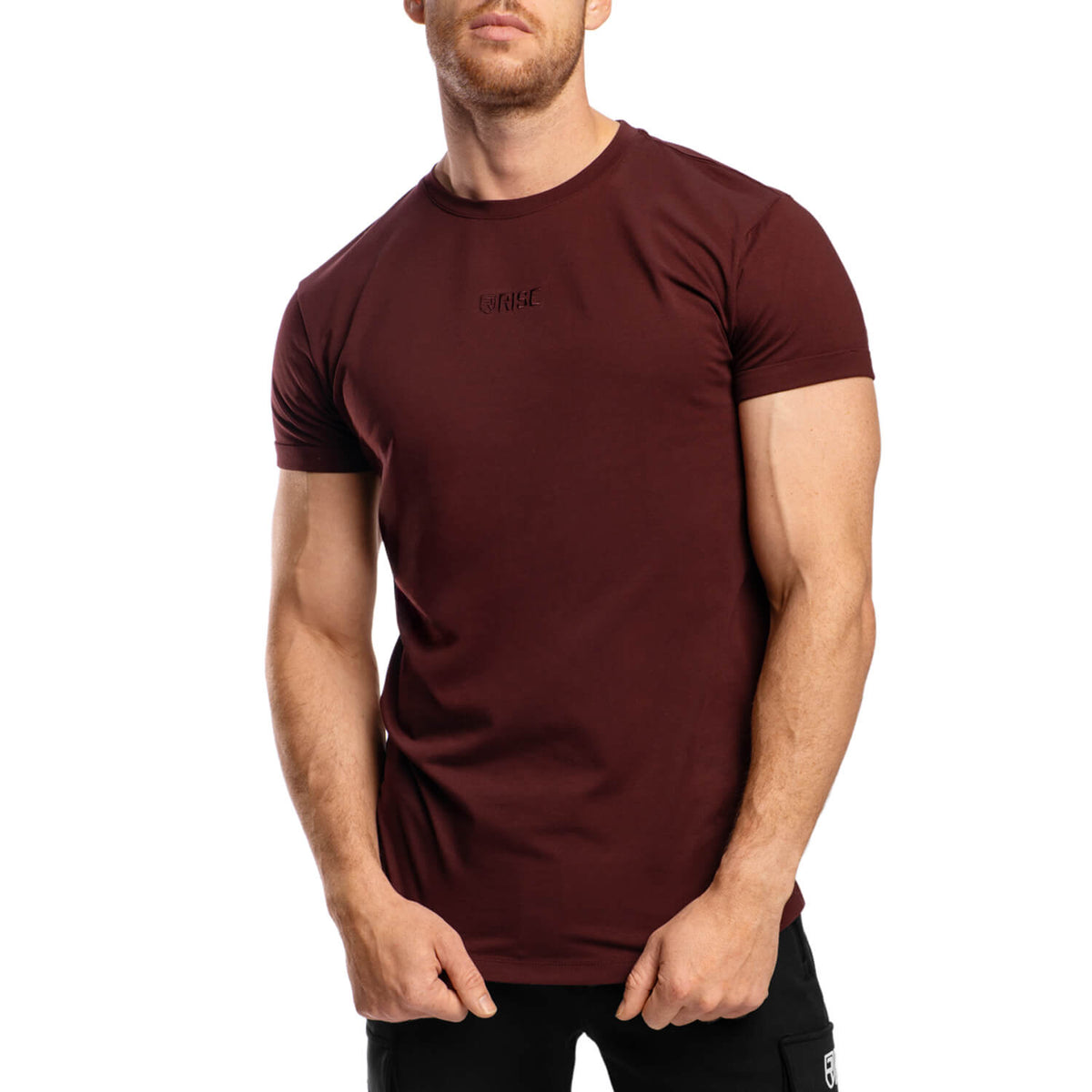 Elite Roll Up Sleeves T-Shirt - Burgundy