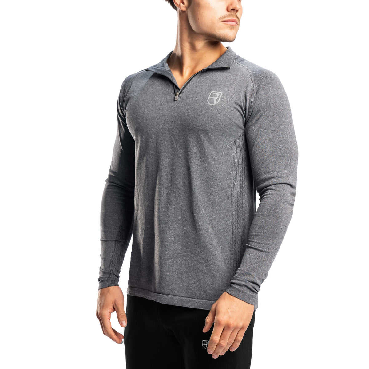Pull Premium Sans Couture 1/4 Zip - Charcoal Chiné