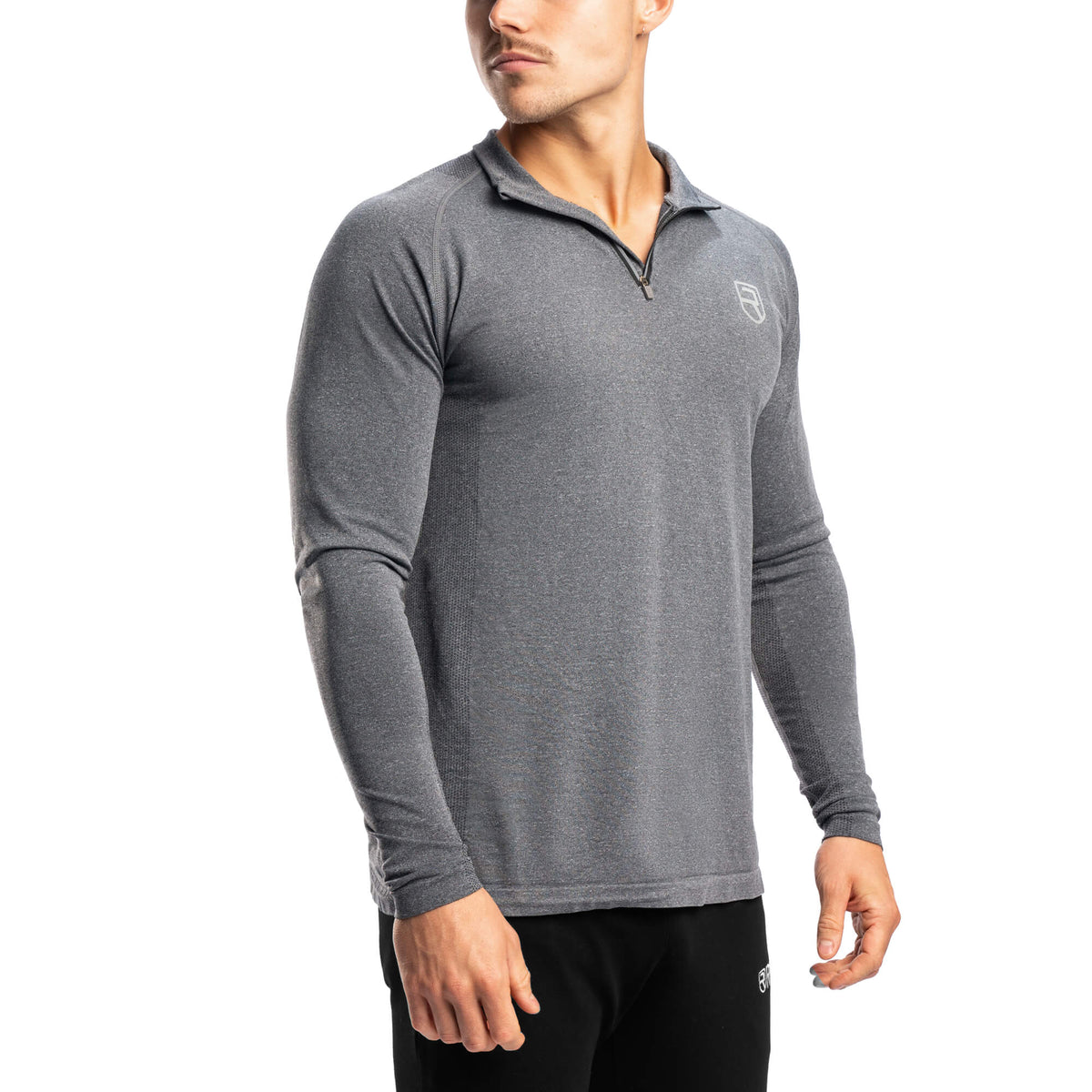 Pull Premium Sans Couture 1/4 Zip - Charcoal Chiné