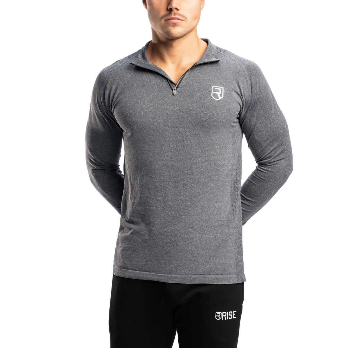 Pull Premium Sans Couture 1/4 Zip - Charcoal Chiné