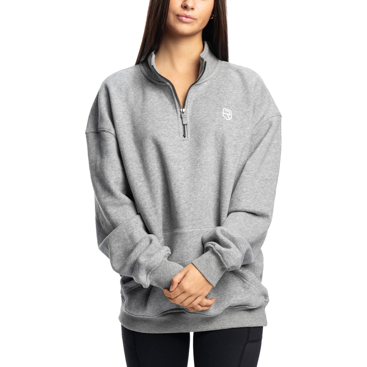 Women - Comfy Crew Half Zip - Light Grey Marl