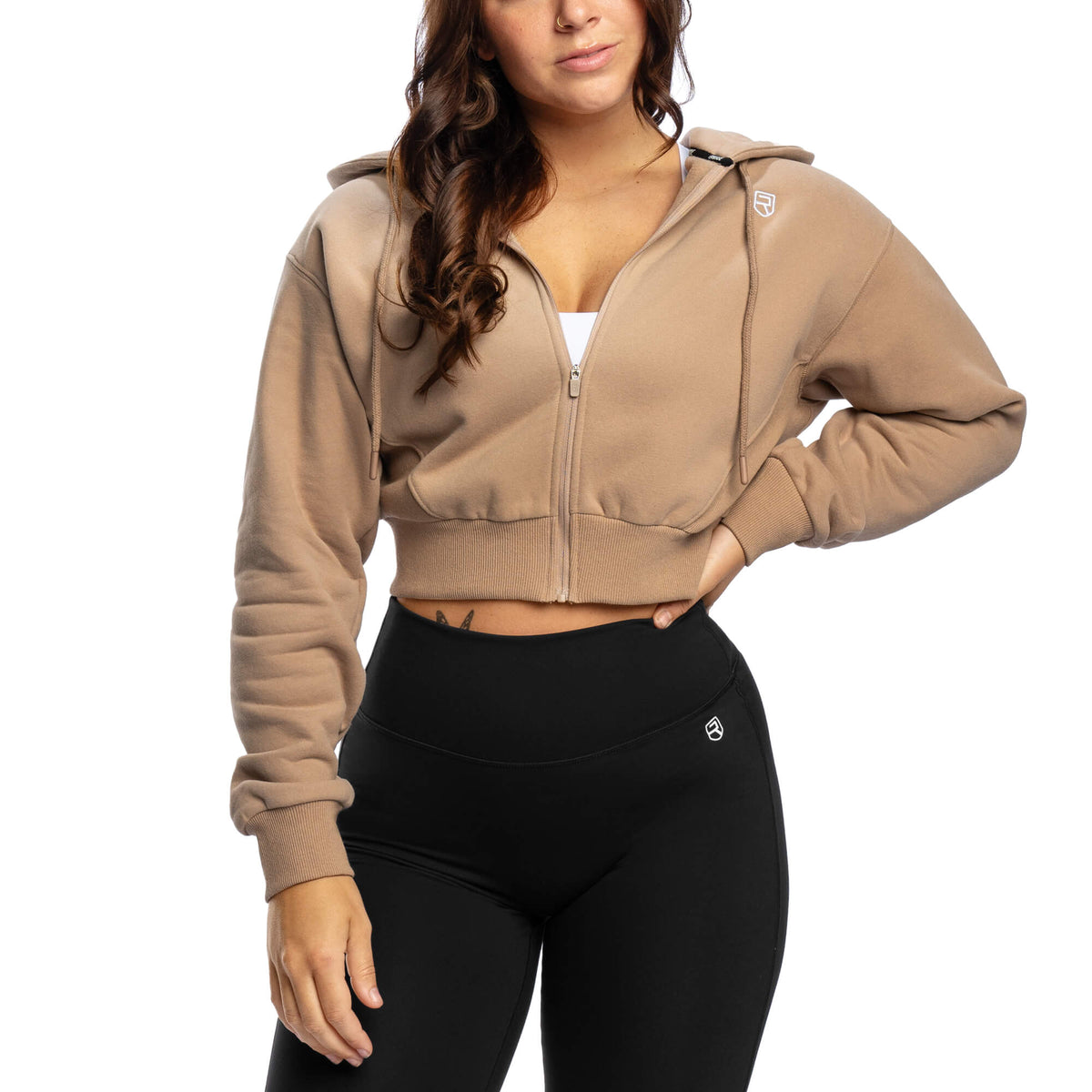 Sweat à capuche zippé confortable - Beige