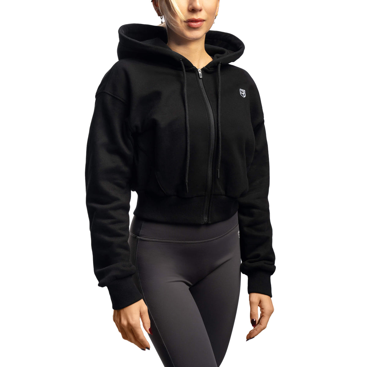 Comfy Crop Zip Hoodie - Black