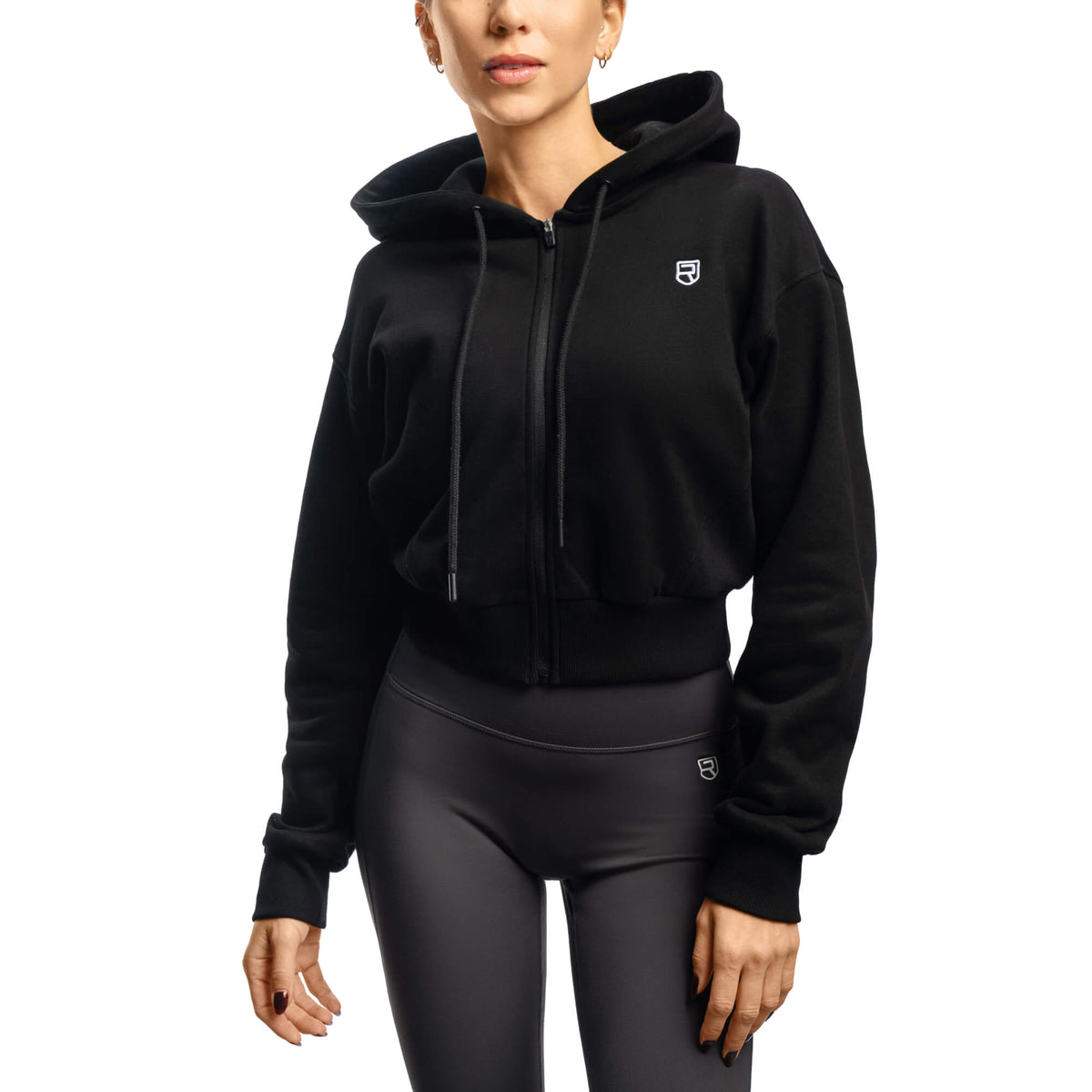 Comfy Crop Zip Hoodie - Black