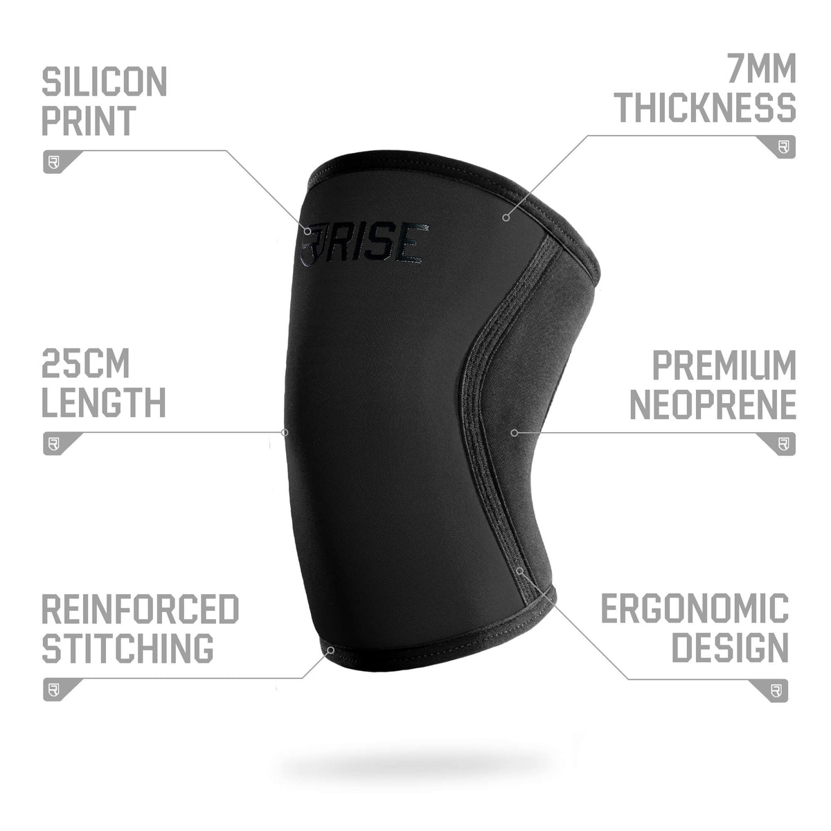 7mm Knee Sleeves (25cm) - Black