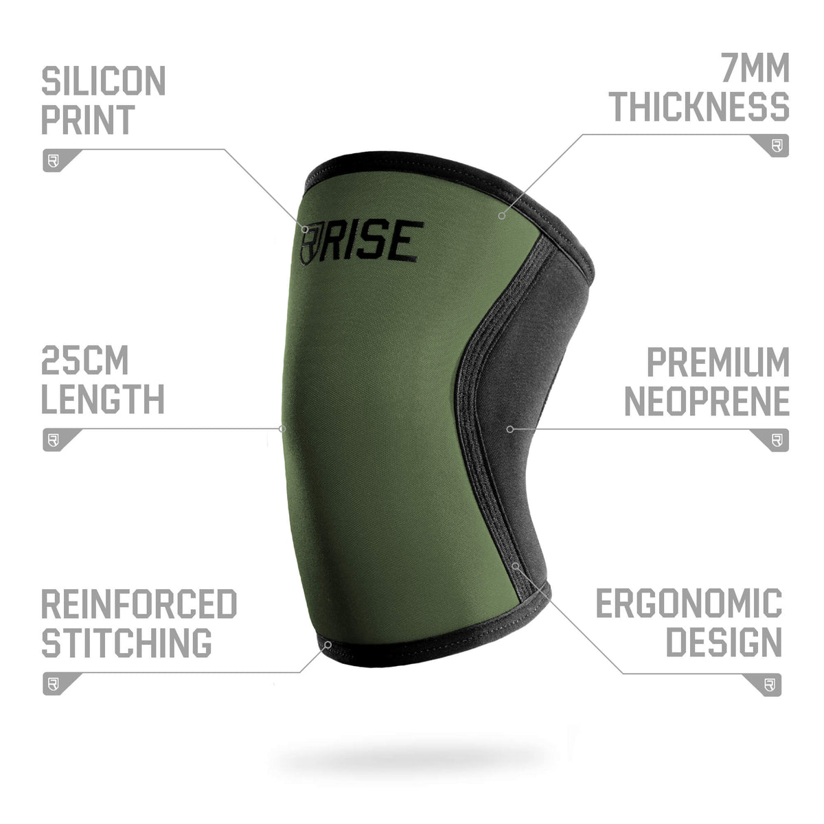 7mm Knee Sleeves (25cm) - Green