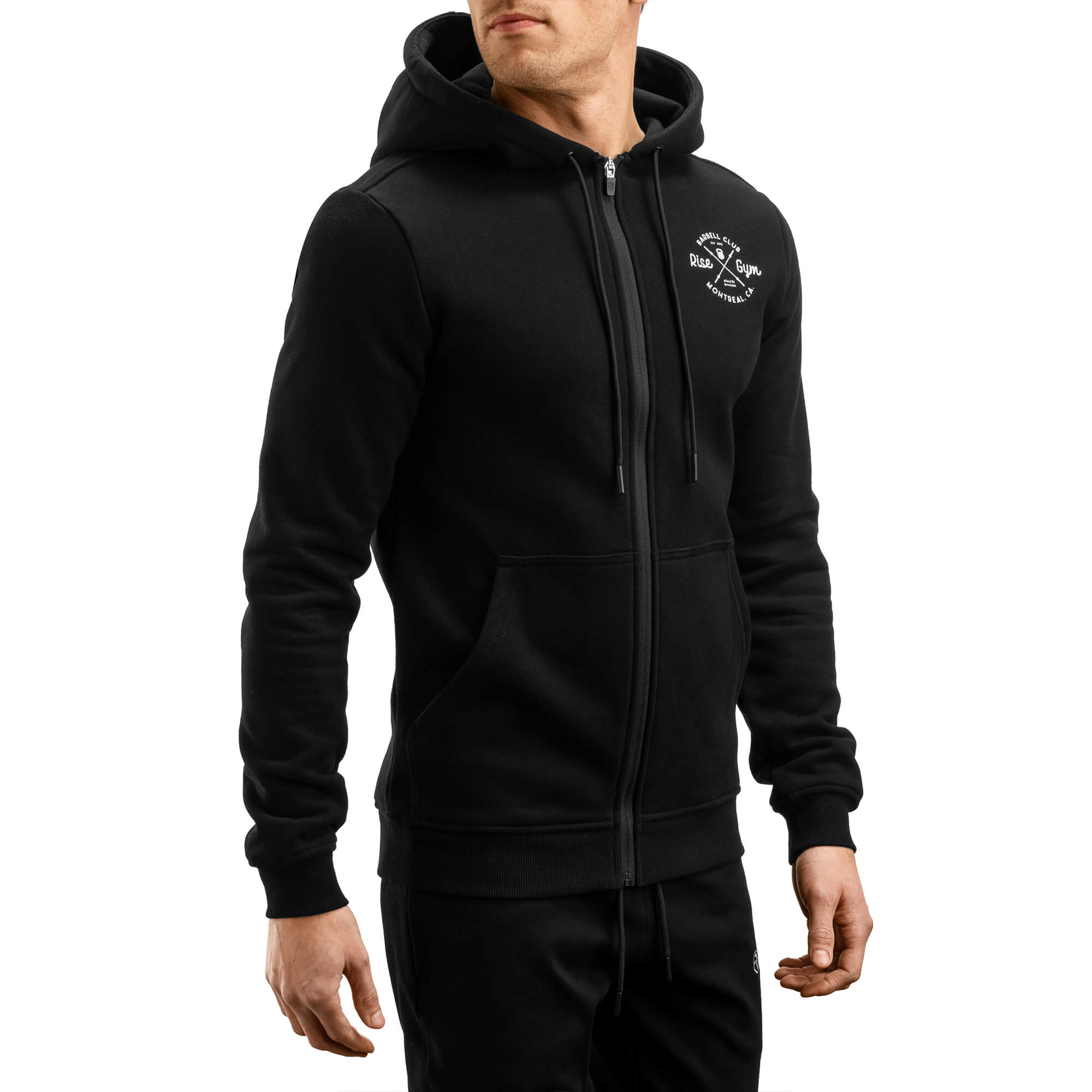 Sweat à capuche entièrement zippé Barbell Club - Noir