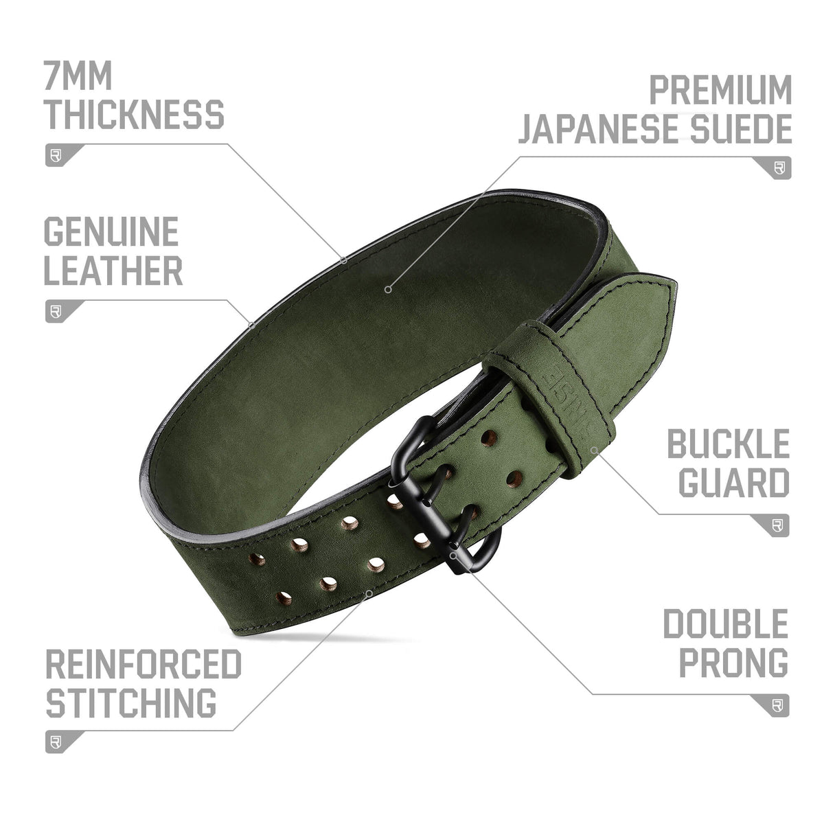 7mm Old School Leather Belt - Army Green