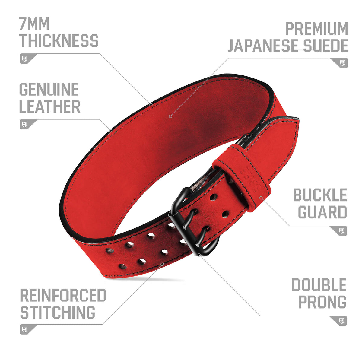 7mm Old School Leather Belt - Red
