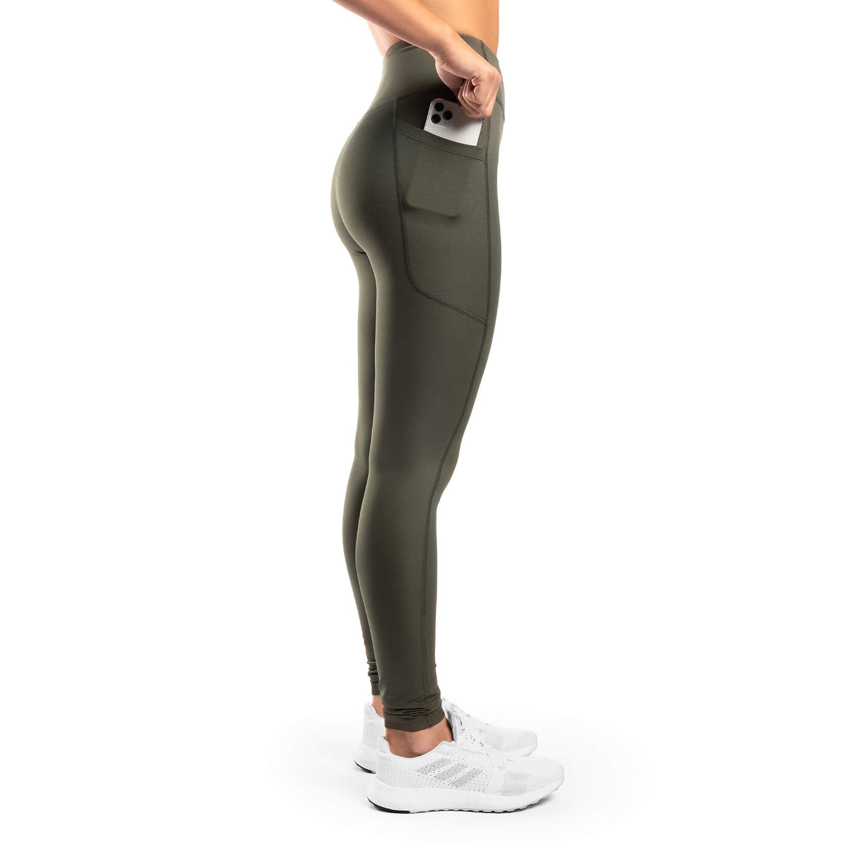 Arsenal High-Waisted Pockets Leggings - Army Green - Rise Canada