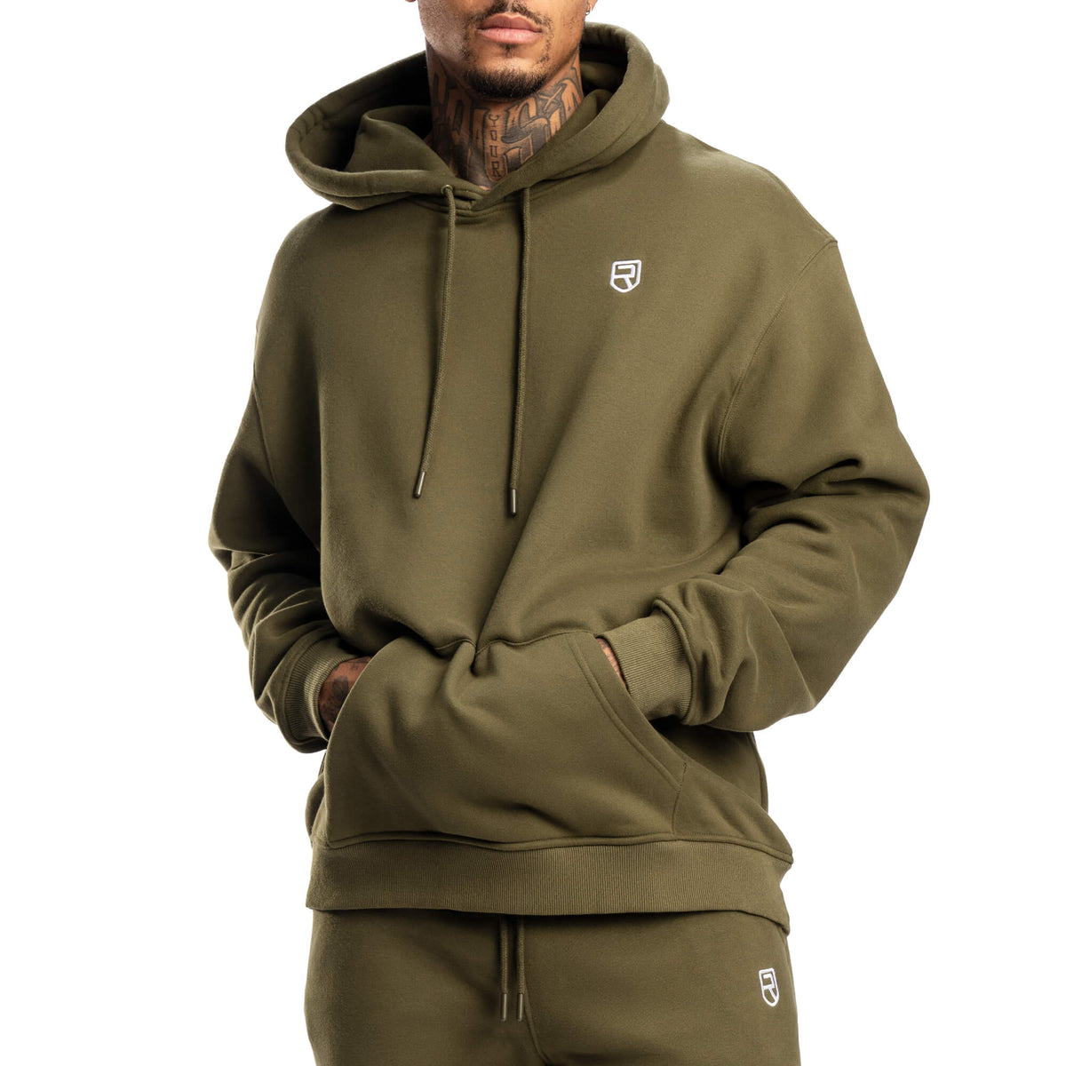 Green military hoodie top