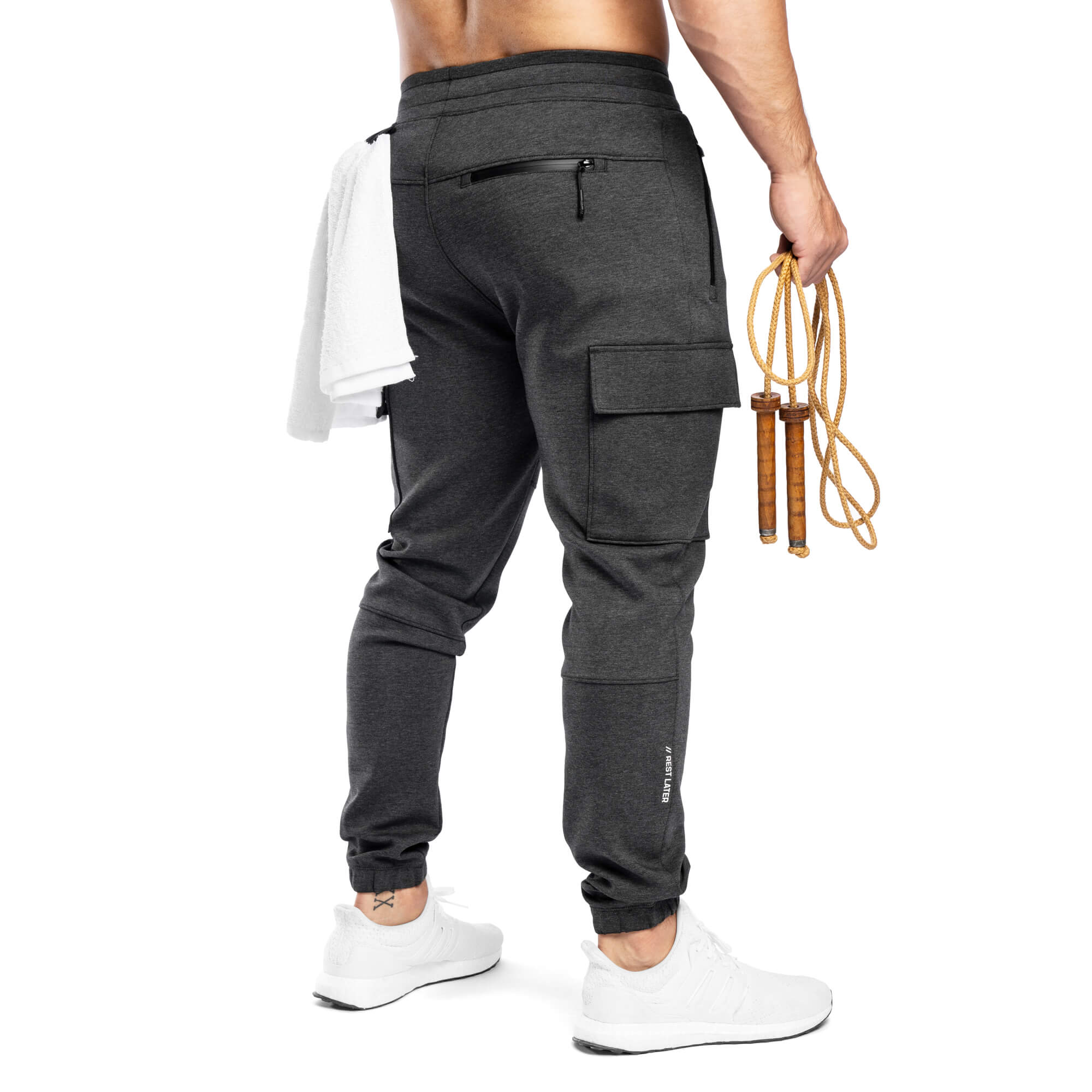 Rest Later Pants - Charcoal Marl