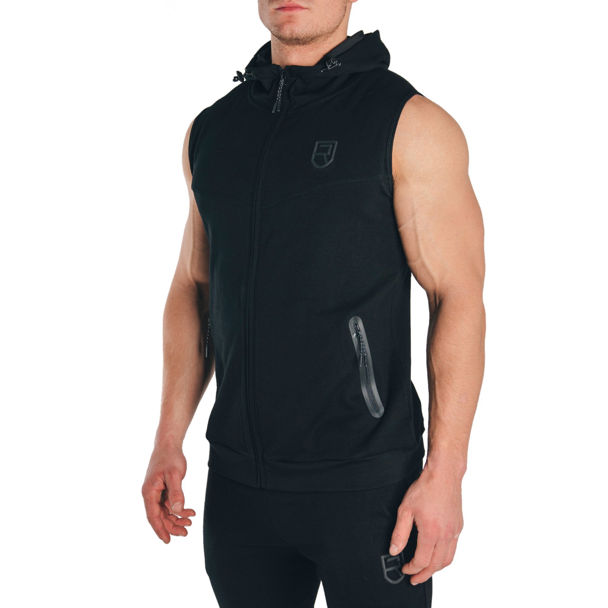 Peak Sleeveless Hoodie – Black - Rise