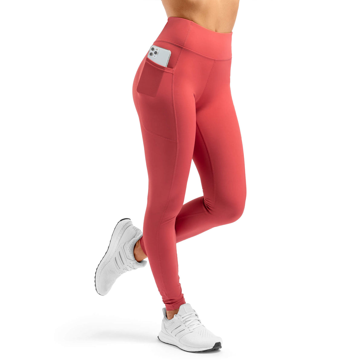 Arsenal High-Waisted Pockets Leggings - Coral - Rise Canada